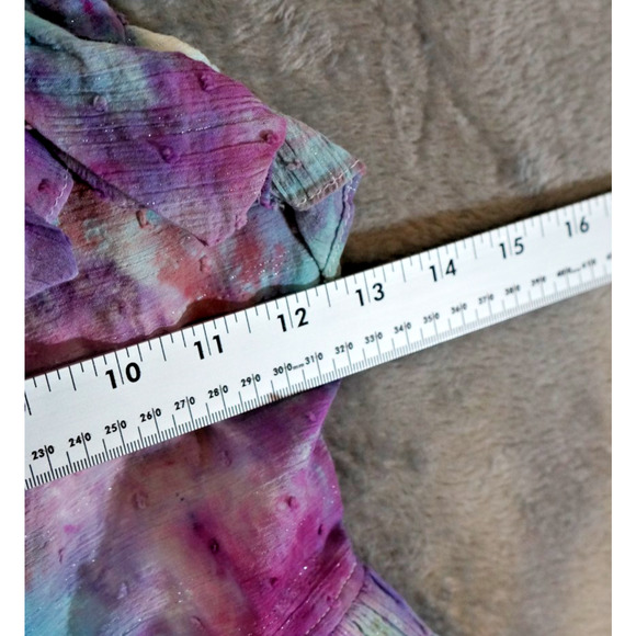 Bloome Girls 14 Ruffle Asymmetrical Galaxy Crumple Tie-Dye Dress Artisan Dyed - Picture 2 of 12